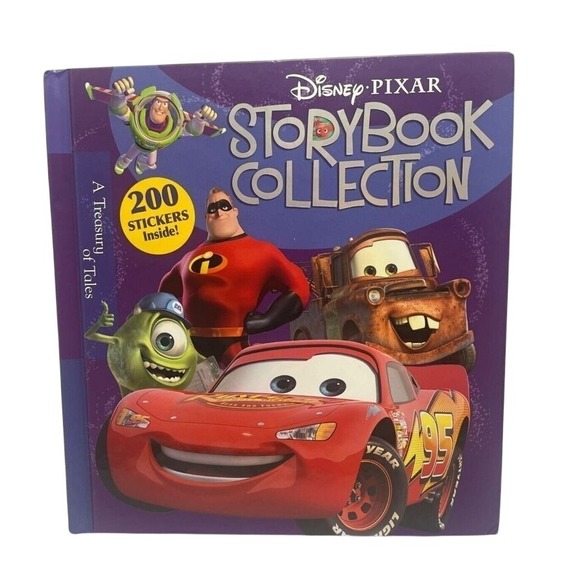 Disney Pixar Storybook Collection 200 Stickers Hardcover Book Silver Edging - Picture 1 of 3